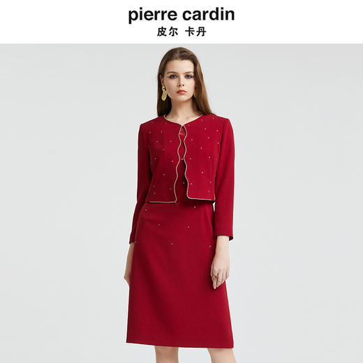 皮尔卡丹女装时尚假两件修身礼服连衣裙P4303E4997T0 商品图1
