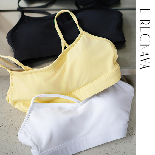 L RECNAVA 猫耳朵细肩带带胸垫运动胸衣 U型领 胸垫可拆卸 裸感内搭小背心 商品图1