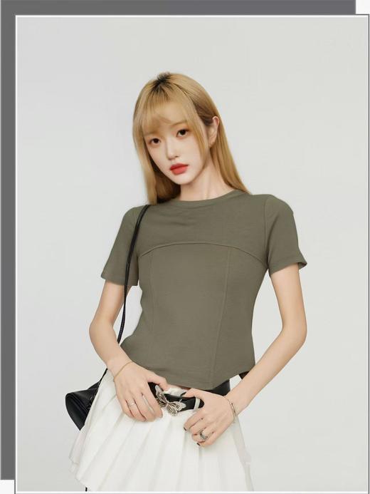 设计师品牌-超软31816糯米T短款显瘦高弹弧形下摆短袖-喜出 商品图6