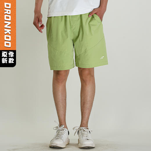 DRONKOO 2025 抽绳松紧腰右袋拼网布左下胶标运动风休闲短裤 商品图0