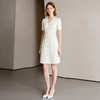 IWY/米白色短袖小香风V领连衣裙女夏季新款时尚气质收腰显瘦通勤正装Q1321 商品缩略图4