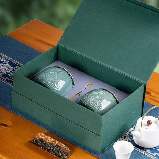 繁花似锦瓷罐【深绿•毛尖2大瓷】40元1套.整箱10套.整箱包邮 商品图1