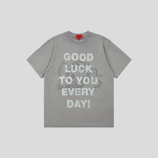GOODBAI GOODEES蕾丝图案slogan印花oversize短袖T恤 商品图3