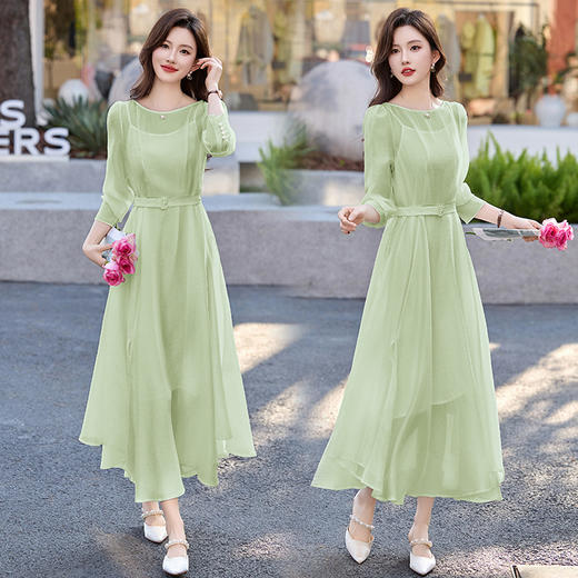 绝美漂亮连衣裙夏2025新款高级气质收腰显瘦飘逸仙气长裙子QIXFS2575-5 商品图2