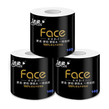 洁柔卷纸 黑Face加厚4层140g卫生纸巾*30卷 母婴可用冲厕易降解 /家庭清洁/纸品 /清洁纸品 /卷纸 商品图0
