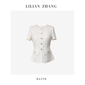 E“定制”——静奢风——风尚之选———法式圆领纽扣A摆短上衣 2505005