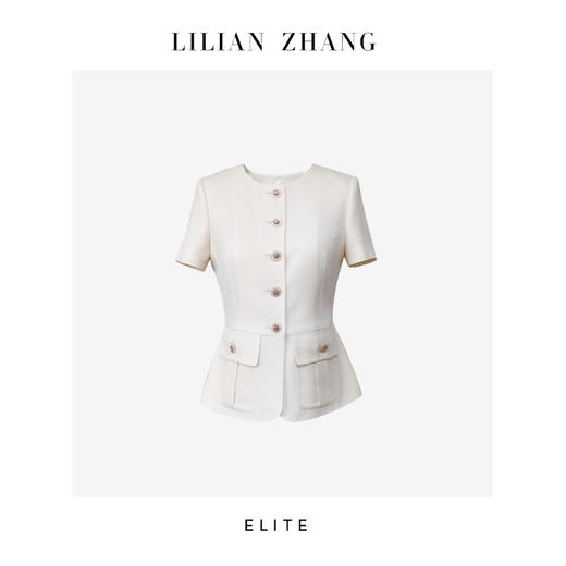 E“定制”——静奢风——风尚之选———法式圆领纽扣A摆短上衣 2505005 商品图0