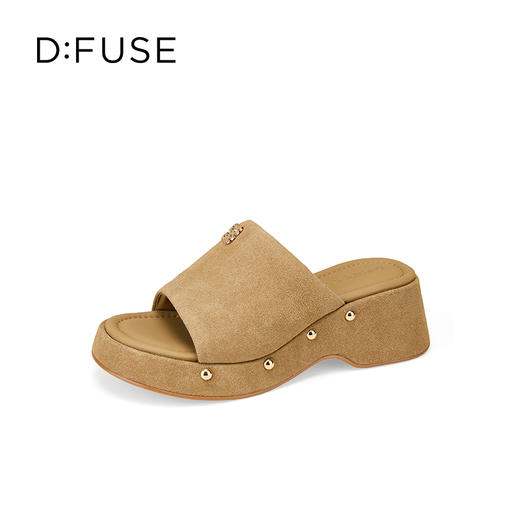 Dfuse迪芙斯2025夏季新款露趾拖鞋增高厚底坡跟凉拖一片式女鞋DFD2110024 商品图11