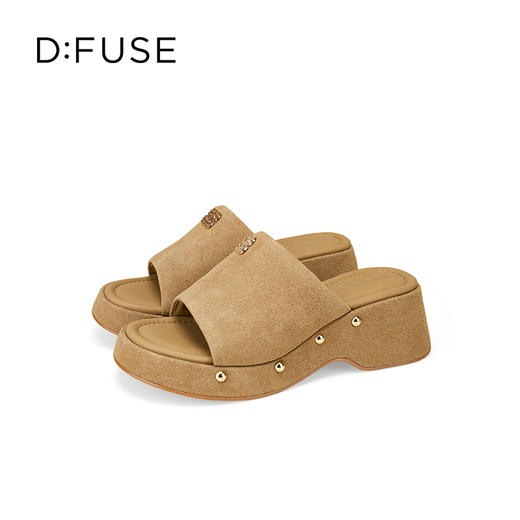 Dfuse迪芙斯2025夏季新款露趾拖鞋增高厚底坡跟凉拖一片式女鞋DFD2110024 商品图12