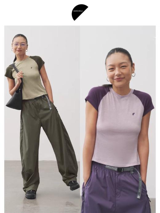 半圆/25127689/圆领拼接两色短袖t恤 商品图1
