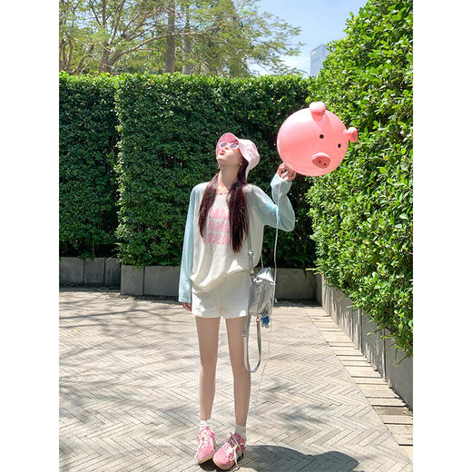 <曾小咸推荐>马卡龙配色少女防晒长袖针织T恤 商品图3