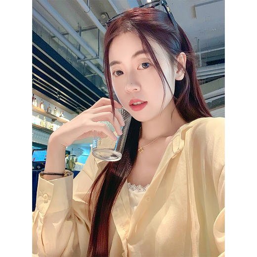 <曾小咸推荐>宽松慵懒黄色防晒连帽衬衫外套 商品图4