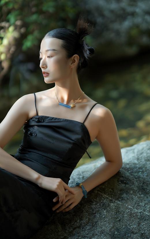 蓝琉璃银鎏金饕餮长链 商品图6