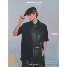 TIWILLTANG启世录“凌迹回响”水洗牛仔套装拼接衬衫短裤两件套