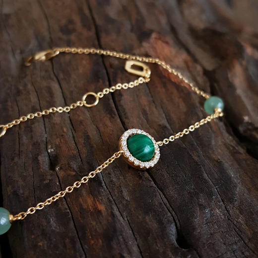 【天然正品】LOLA ROSE AU750黄金时尚经典款孔雀石钻石手链20CM（长度可调节）女士现售价：2180！290425NJS25 商品图3