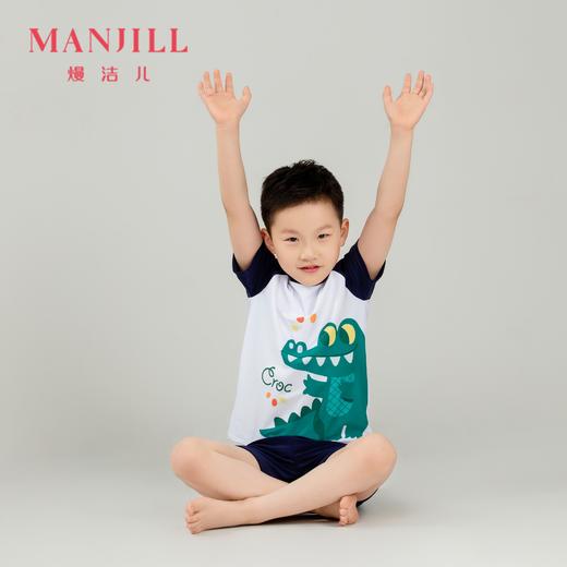 【商场同款】【赠泳帽】熳洁儿 男童泳装短袖分体泳衣可爱恐龙25206606 商品图1