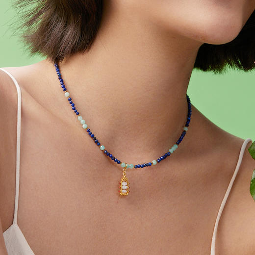 Manreya“蓝色诗序”天然石项链银镀金项链 商品图2