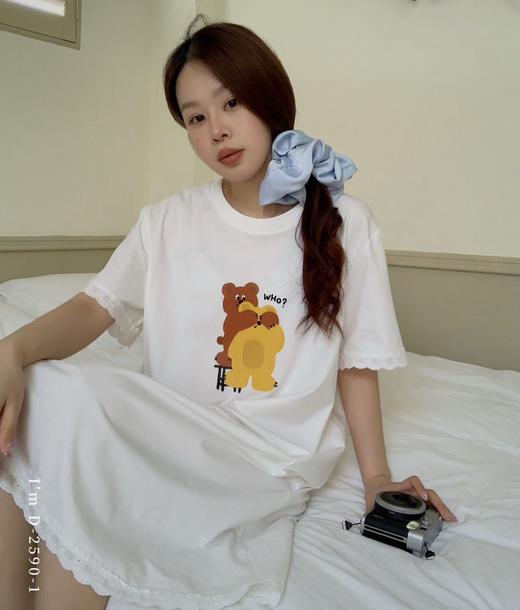 老米优品🎈 3-5天!  一眼心动！设计师原创手绘！《冰棉蕾丝卡通睡裙》当「黑猫警长」遇上「软萌熊熊」太可爱啦！Q250514B 商品图2