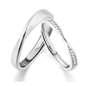 KADER卡蒂罗 莫比乌斯环情侣对戒 S925银镶宝石开口可调节情侣戒指一对 小众设计圣诞礼物送女生 礼盒装 情侣礼物一对