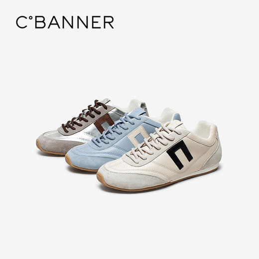 千百度羊皮时尚休闲鞋女款薄底多彩德训鞋舒适跑步鞋A25185301 商品图0