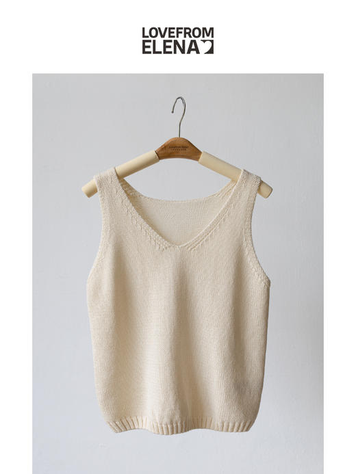 ​“酵素棉云感“精密肌理镂空修身V领背心 商品图1