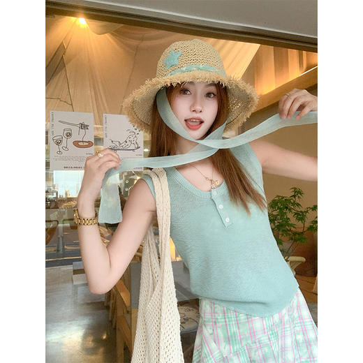 <曾小咸推荐>现货秒杀！卖完不补 ！微信打折价！小清新针织无袖背心 日常99.99 立减50 秒杀49.99！ 商品图1