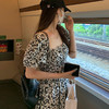 西遇碎花泡泡袖连衣裙女2025年夏季新款开叉收腰系带法式方领裙子SS050718 商品缩略图3
