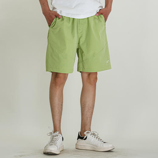 DRONKOO 2025 抽绳松紧腰右袋拼网布左下胶标运动风休闲短裤 商品图2