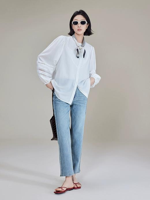 美洋同款新款夏日百搭马骝水洗牛仔裤丹宁360°弹力修身九分烟管裤 商品图10