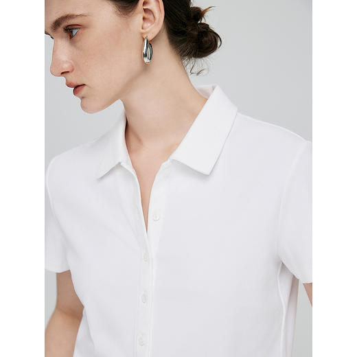 棉仓363601060-初棉25春夏polo领开襟短袖针织 商品图3