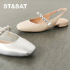 星期六优雅贝珠方头后空粗跟凉鞋SSD2114484 商品缩略图8