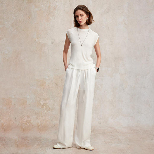 斜袖桑蚕丝莱赛尔简约百搭T恤T2502095 商品图2