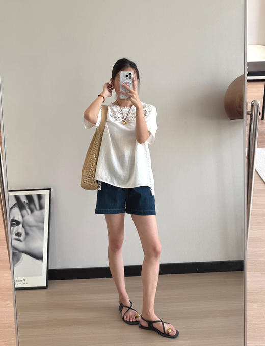 高端款四面弹A字高腰牛仔短裤051306 商品图3