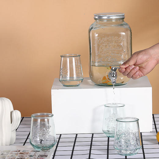 【西班牙进口带水龙头水罐套装】带水龙头玻璃水罐五件套 4L+400ml*4 商品图1