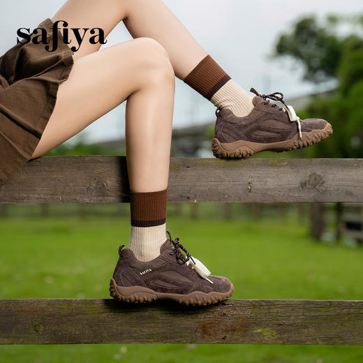 Safiya/索菲娅2025时尚双系带复古拼色百搭轻便休闲阿甘德训鞋SFD3112425 商品图6