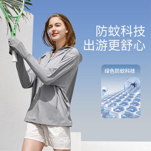 自带手套女款【德国、日本等全球33国高防晒认证】素湃Supield指尖护手背防晒衣F588弧形大帽檐头面颈一体防护加长扣指袖口设计双色可选 商品图4