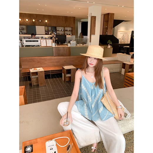 <曾小咸推荐>假日慵懒风拼接条纹吊带背心 商品图2