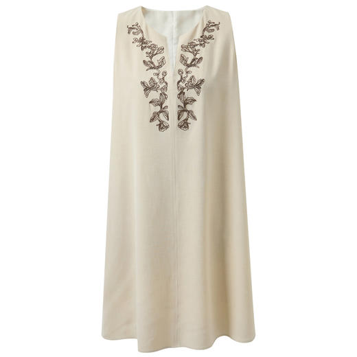 三彩2025夏季新款圆领无袖连衣裙宽松短裙小A字裙绣花背心裙M 商品图4