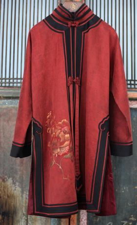 盛唐牡丹| 重缎真丝红云纱手绘串珠外套 商品图0