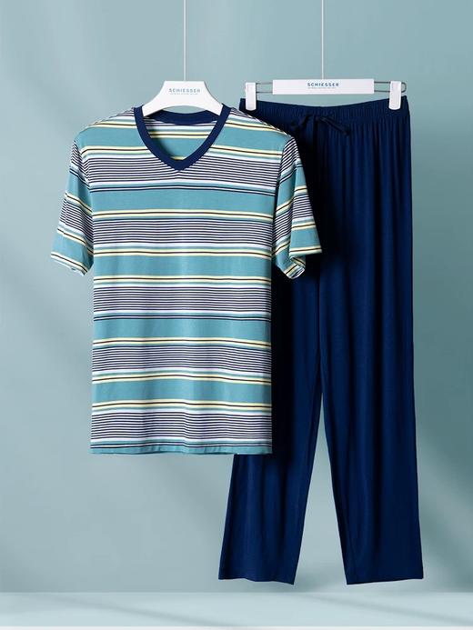 【经典莫代尔条纹】SCHIESSSER德国舒雅男士莫代尔经典条纹时尚家居套装35/24650H 商品图0