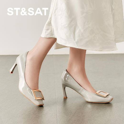 【方扣系列】星期六经典方头单扣细高跟SSD1111476 商品图5