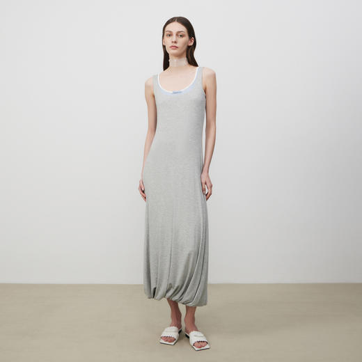 lost in echo2025夏季新款时髦撞色柔软舒适花苞长裙修身连衣裙女 商品图0