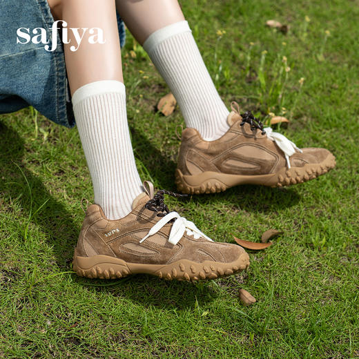 Safiya/索菲娅2025时尚双系带复古拼色百搭轻便休闲阿甘德训鞋SFD3112425 商品图3