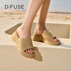 Dfuse迪芙斯2025夏季新款露趾拖鞋增高厚底坡跟凉拖一片式女鞋DFD2110024 商品缩略图2
