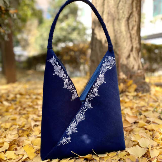 【预售3天】复古原创手工扎染刺绣古风汉服帆布子母包民族风包女YWV03 商品图1