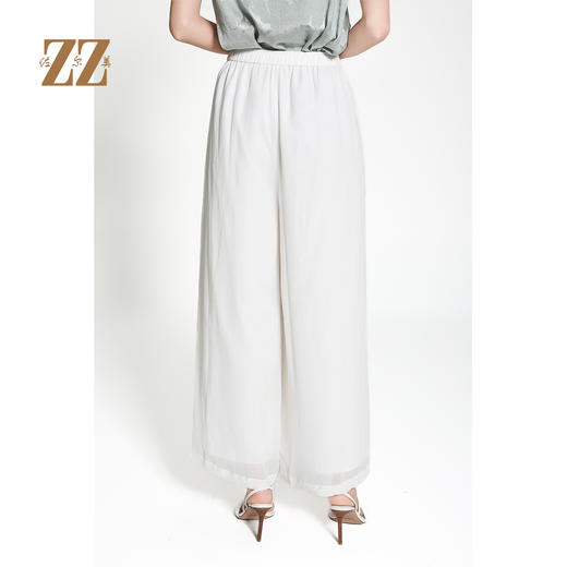 佐尔美春夏新款时尚百搭100%桑蚕丝阔腿裤长裤女M42KS54 商品图4