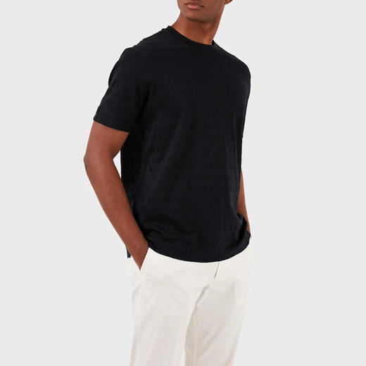 EMPORIO ARMANI 阿玛尼 男士字母徽标压花棉质圆领短袖T恤 深蓝色 3D1TH5 1JORZ 0920 商品图1