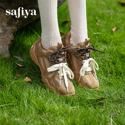 Safiya/索菲娅2025时尚双系带复古拼色百搭轻便休闲阿甘德训鞋SFD3112425 商品图2
