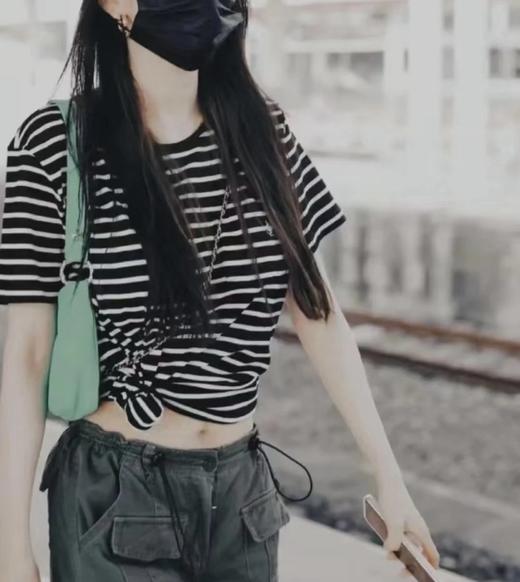 福利款  重磅渠道！杨树林条纹t  100竹节纱短袖  色织条纹面料微宽松版型 商品图1