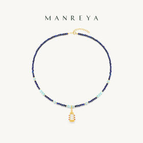 Manreya“蓝色诗序”天然石项链银镀金项链